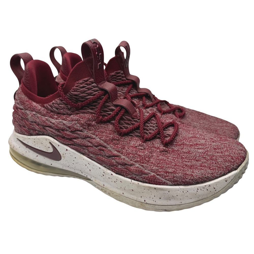 Nike LeBron 15 Low Team Red Burgundy White Speckled Mens Basketball sneakers 12